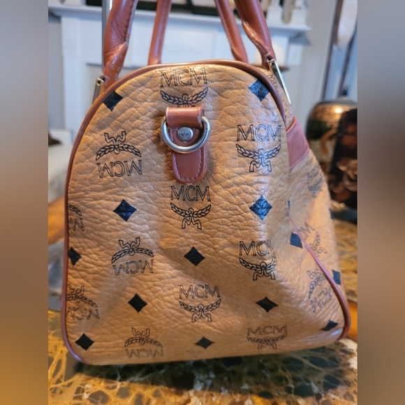 MCM Cognac and Chestnut Monogram Satchel - Picture 3 of 12